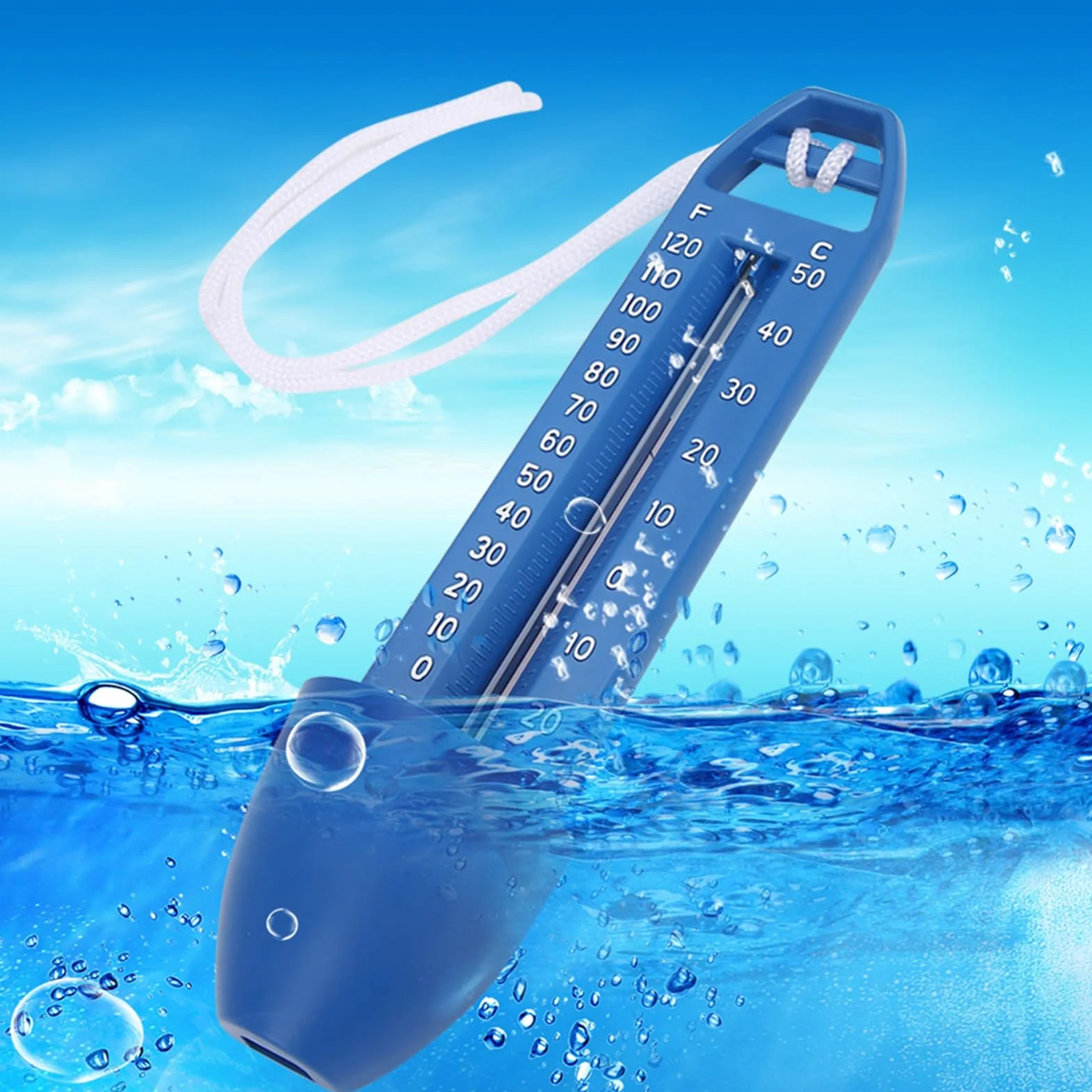 Thermomètre de Piscine Flottant étanche, Large Plage de Test pour Piscine, Sauna, Sources Chaudes