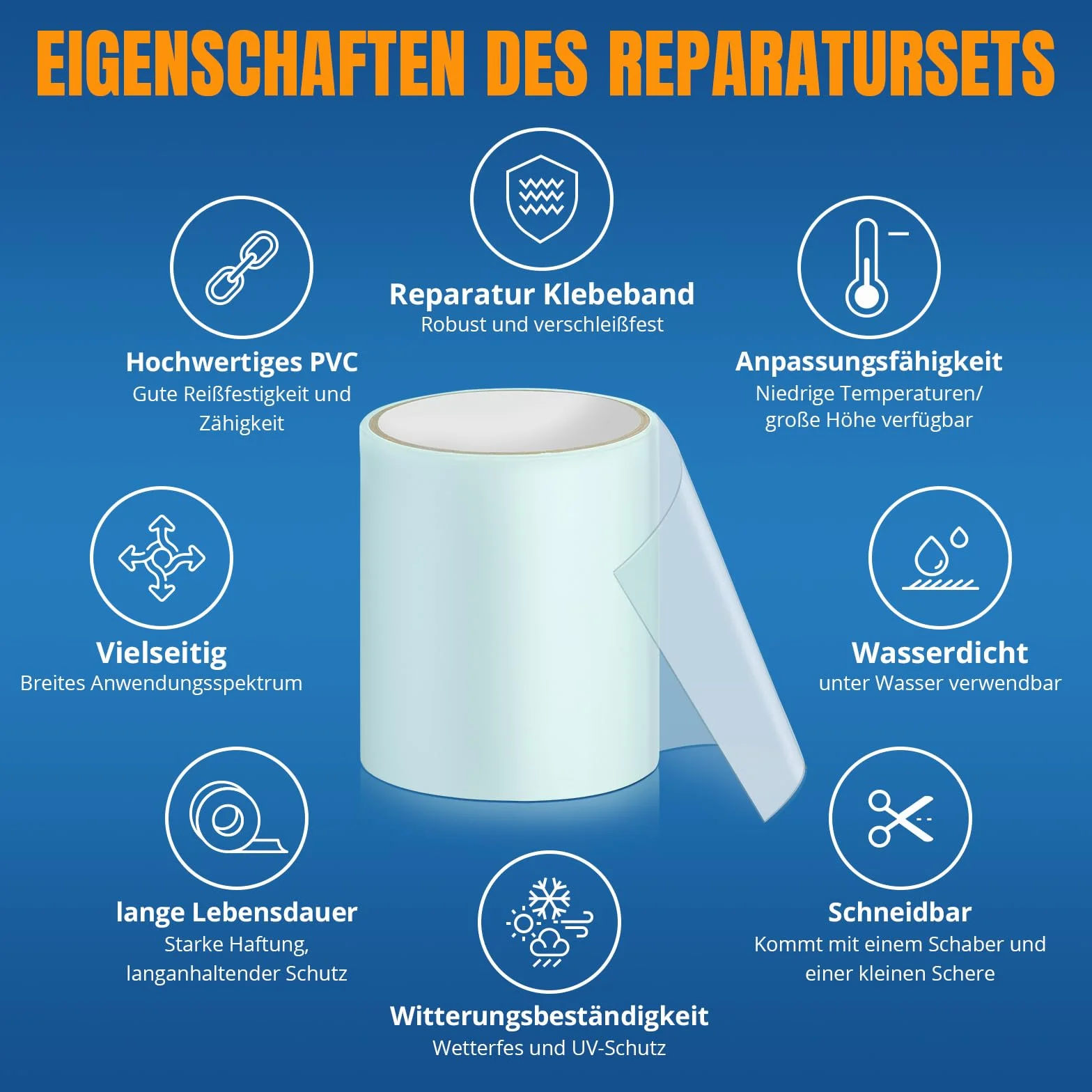 Kit Reparation SPA Gonflable, Rustine Piscine PVC Waterproof 10cm x 250cm, Ruban Adhésif Sous L'Eau