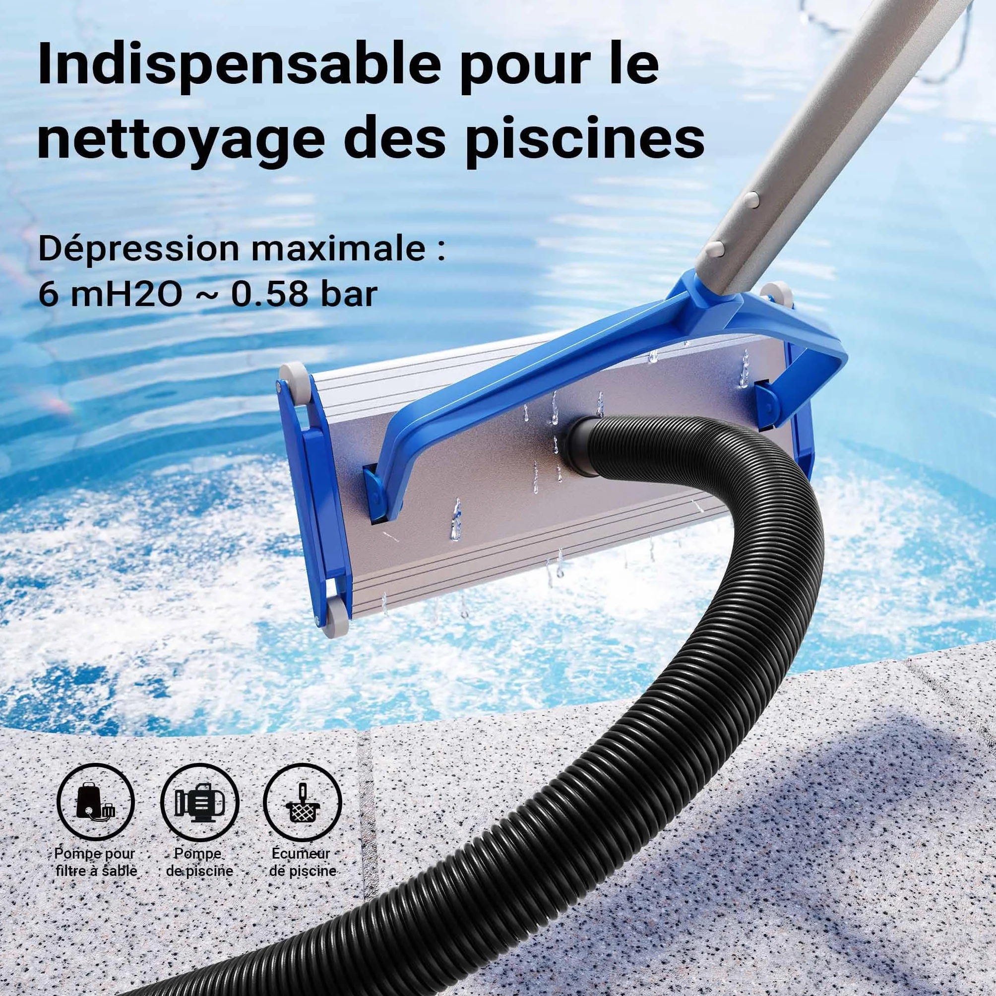 Wiltec Tuyau piscine noir 12 m Ø 32 mm solaire flottant sections préformées 165 g/m made in Europe