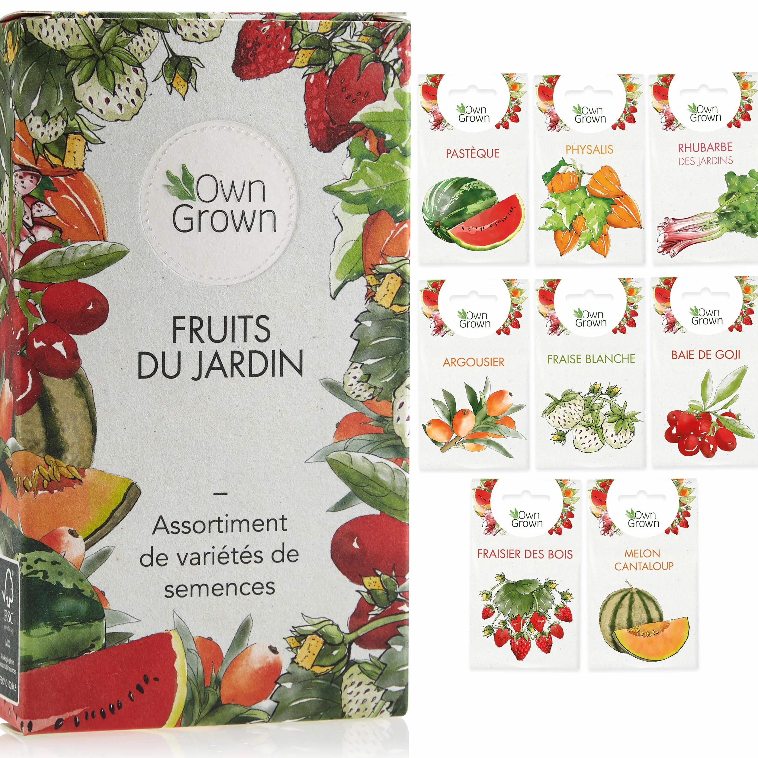 OwnGrown Ensemble de semences de fruits 8 variétés plantes fruitières jardin balcon