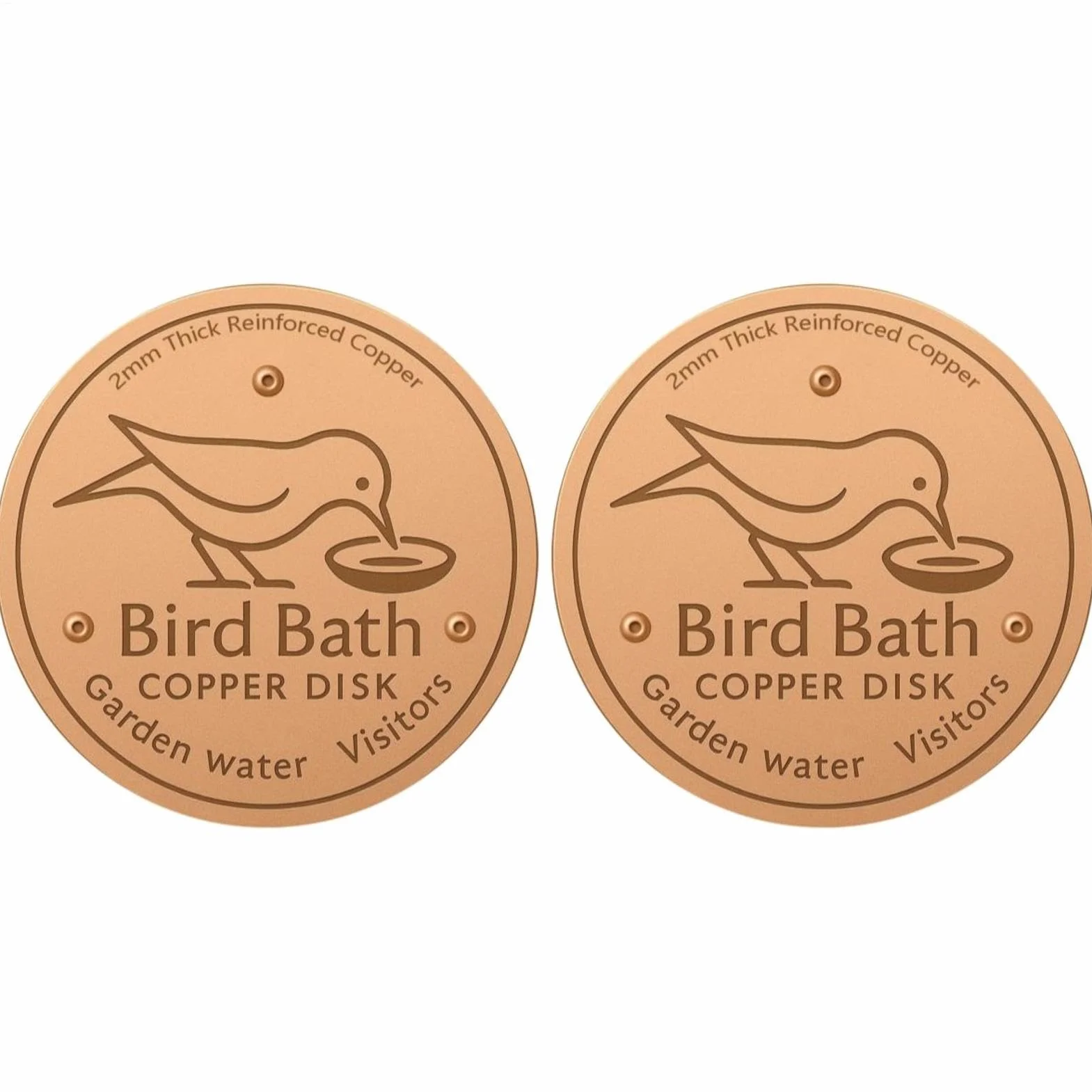 Disque en cuivre pour bain d'oiseaux 2 pièces avec support triple point
