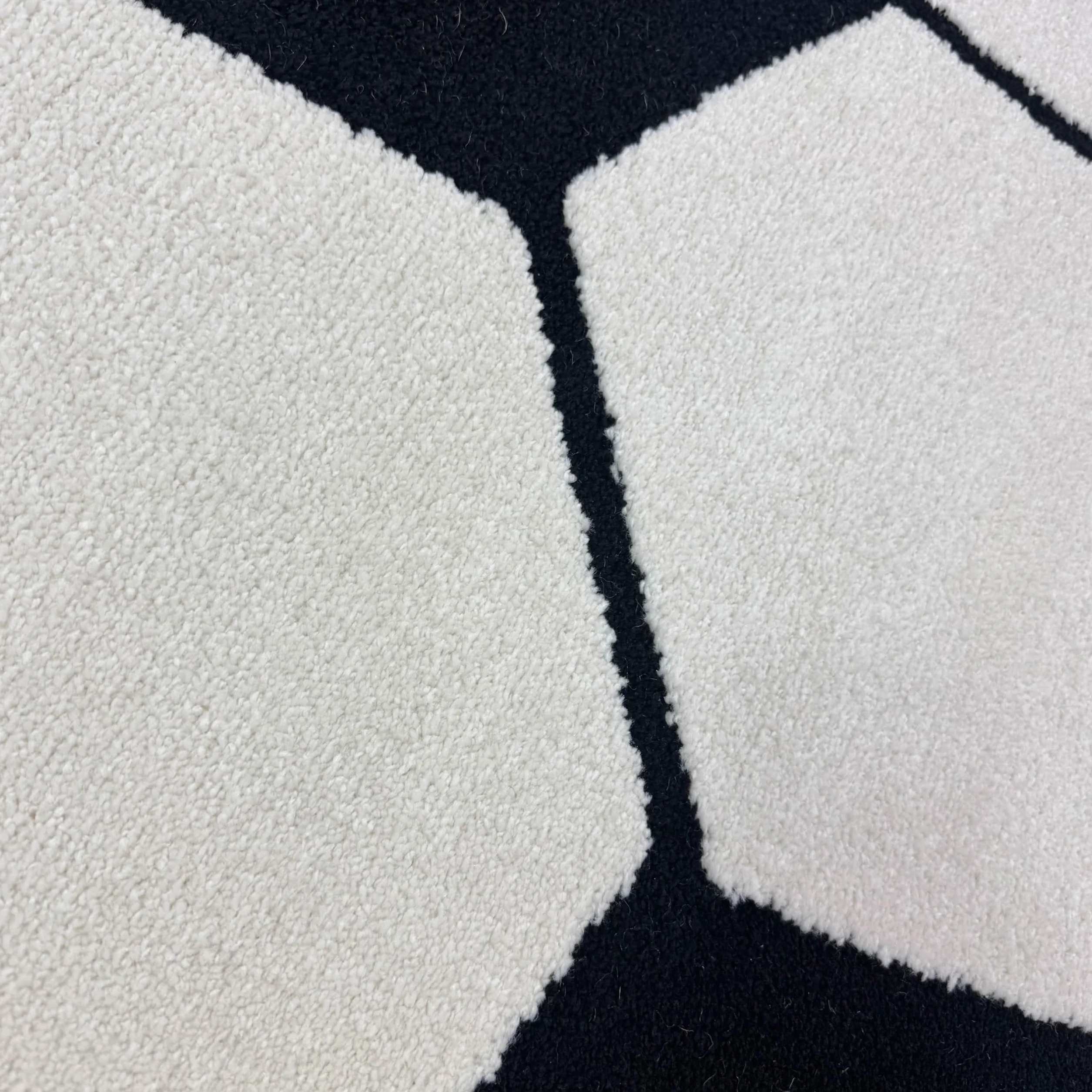 Tapis Enfant Rond Football Effet 3D 200 cm Noir Blanc