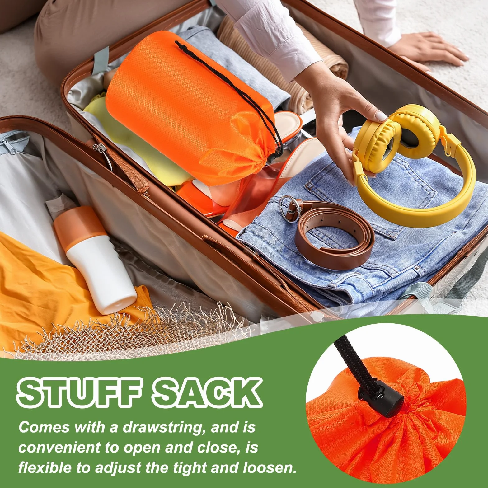 PATIKIL Sac de rangement, sac de rangement extérieur imperméable, sac de rangement portable avec cordon de serrage, sac de couchage léger pour le camping, la randonnée, la randonnée