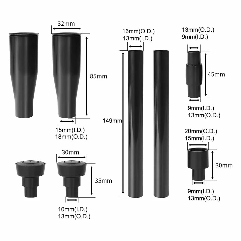 Kit de buse de Pompe de Bassin 8 pièces, Pompe de Fontaine de Jardin en Plastique, Ensemble de têtes de Cascade, Noir