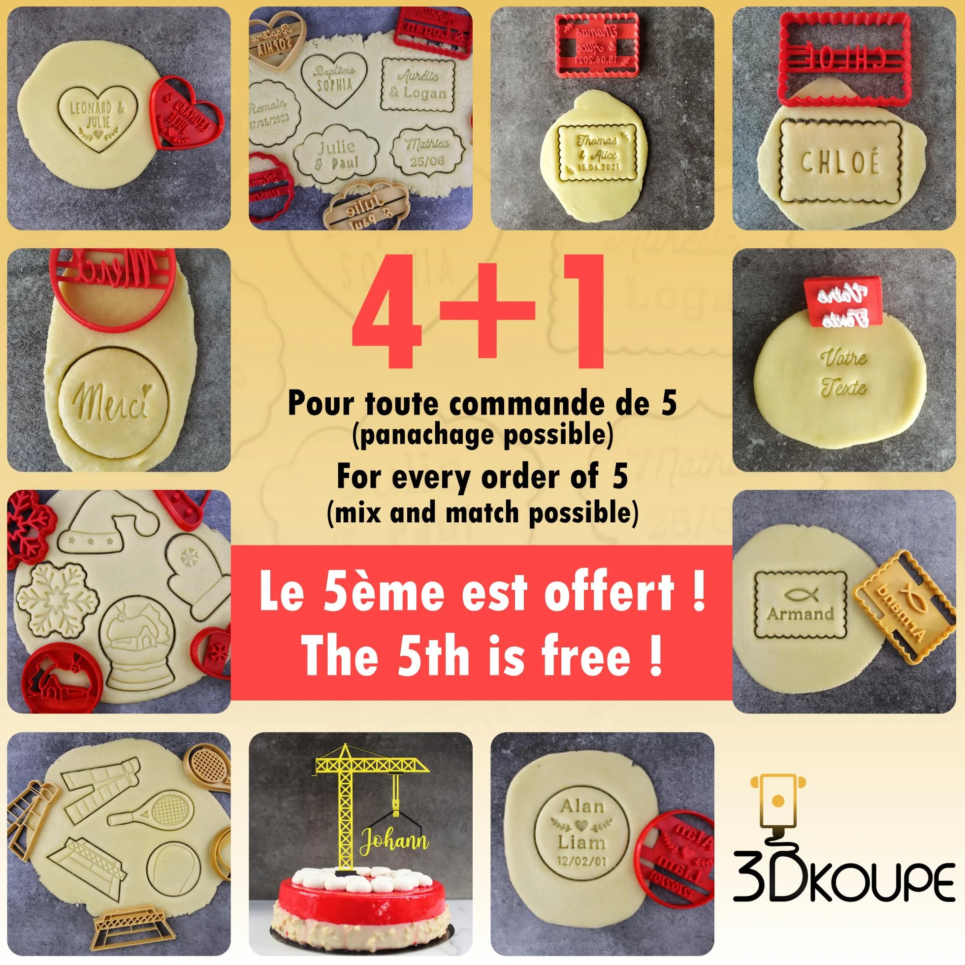 Emporte-pièce rond "Merci" Couleur au choix Fabriqué en France