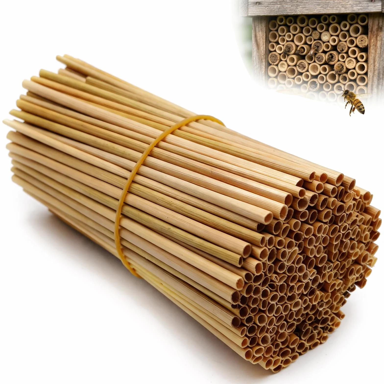 Kit Maison d’Abeille 14,5 cm 300 Pièces, Pailles de Blé Naturelles 3-5 mm pour Hôtel à Insectes