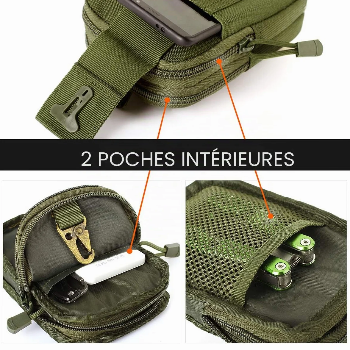 Unigear Sac Tactique Ceinture, Sacoche Ceinture Molle EDC 1000D/ Sac Multifonctionnel avec Un Mousqueton pour Cyclisme, Randonnée, Alpinisme Course Sports Extérieurs