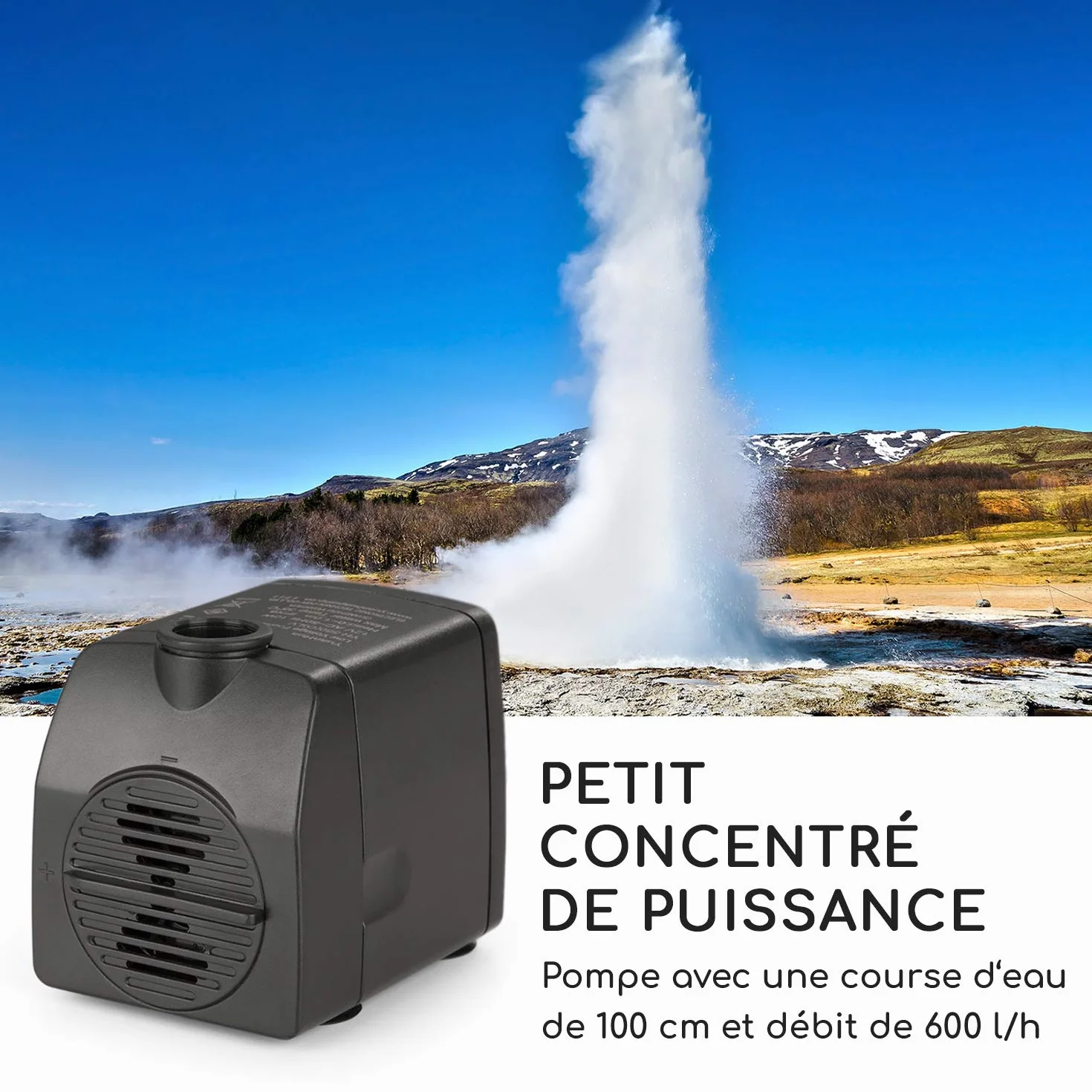 Blumfeldt Imperia Grey Edition Fontaine de Jardin Décorative avec Pompe 10W, IPX8, LED, Métal Galvanisé, Gris