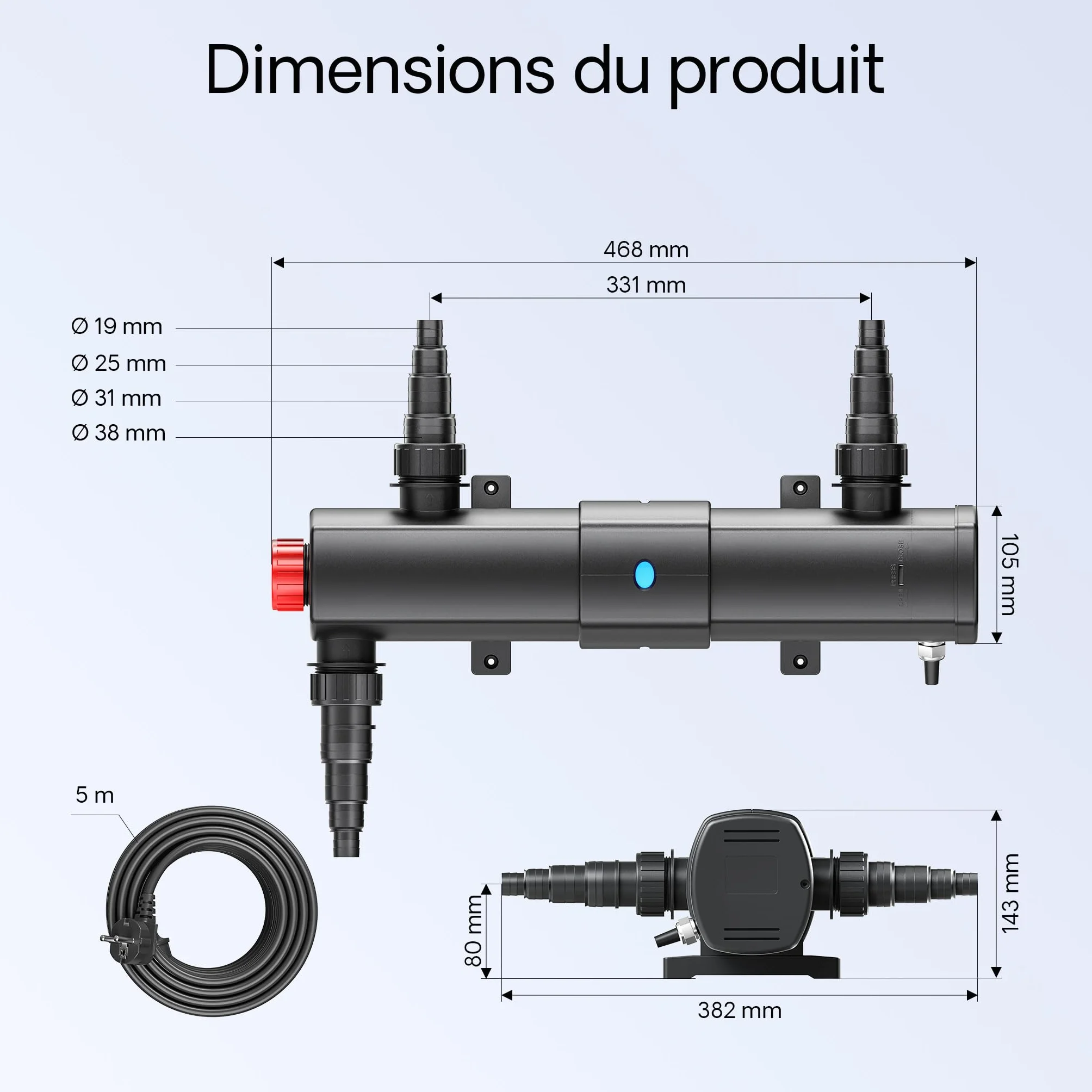 SunSun CBF-350 Filtre de bassin 12000 L Biologique CTF-3800 SuperECO pompe 3600l/h 20W CUV-218 lampe UV 18W