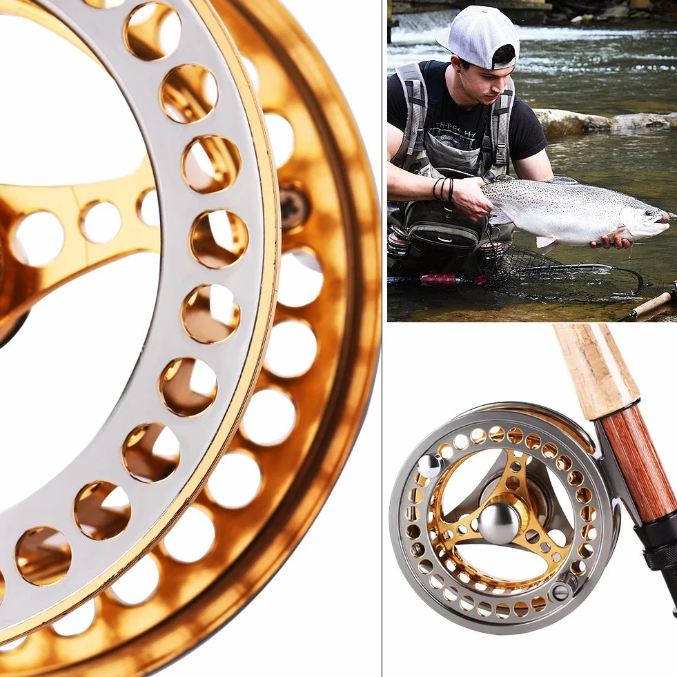Sougayilang Moulinet de pêche à la Mouche Grand Arbre 2 + 1 BB avec Corps en Alliage d'aluminium usiné CNC et Bobine dans Les Tailles 5/6, 7/8