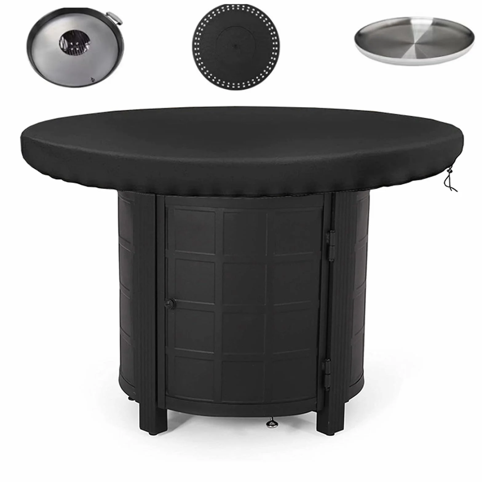 Housse Brasero Rond 80cm Housse de Protection Barbecue Tissu Oxford 420D étanche à l'eau et à la Poussière Résistance Aux UV