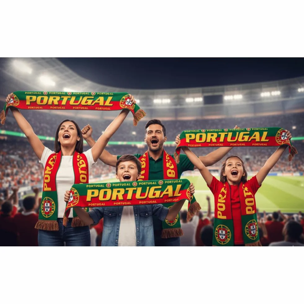 Echarpe Portugal Supporter Drapeau Portugais Blason Vert Rouge Seleção Quinas