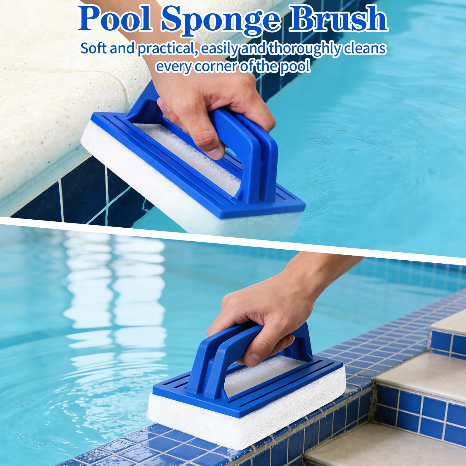 Eponge Magique Piscine 2 Pièces Brosse Ligne d'eau avec Poignée
