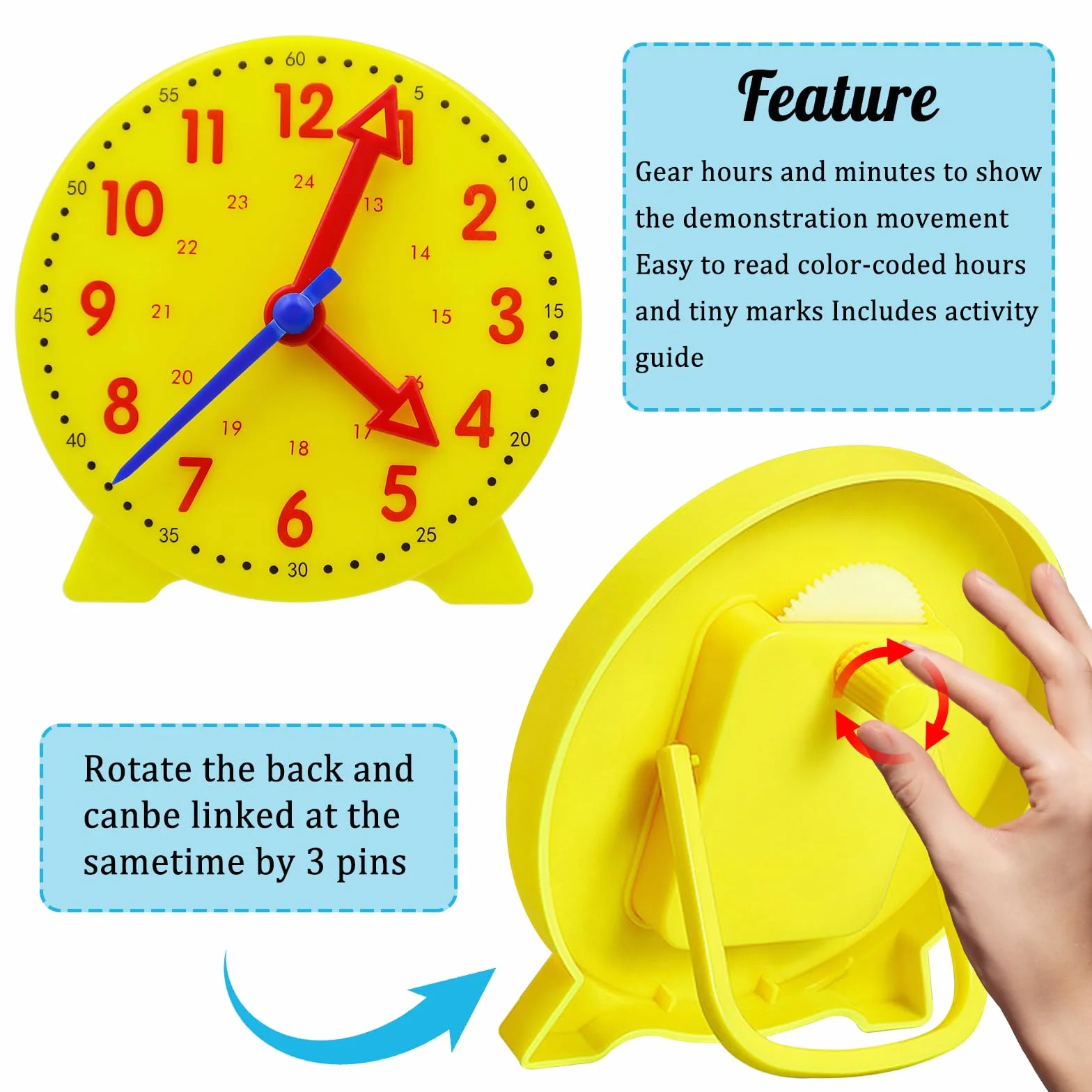 Horloge Enfant Apprentissage Kit, Horloge éducative pour Enfants 5-8 Ans