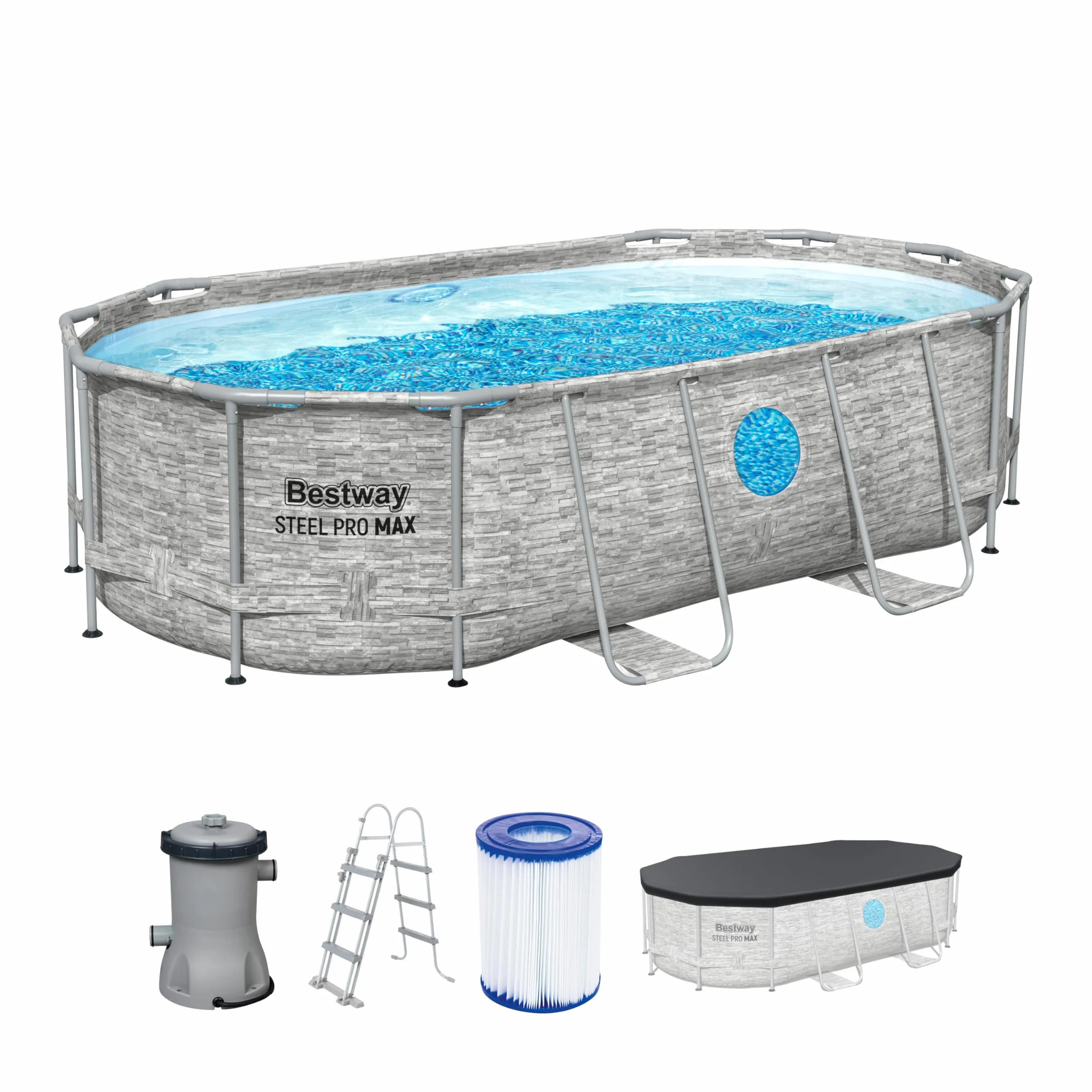 Bestway Steel Pro Max Splashview Kit Piscine Hors Sol 427x250x100 cm Gris