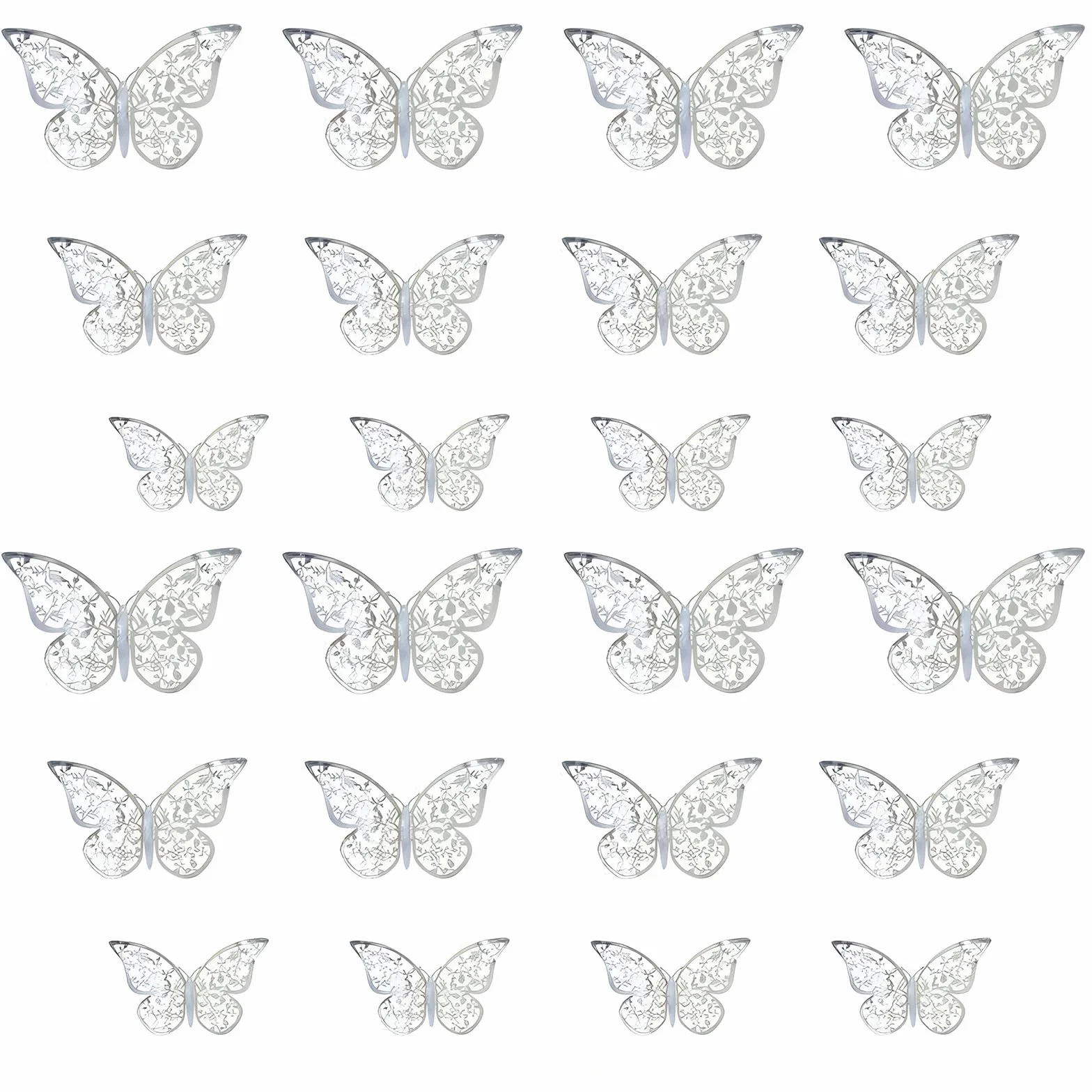 Autocollants Muraux Papillon 3D Argent 24 Pièces Décoration Maison Mariage Chambre Enfant