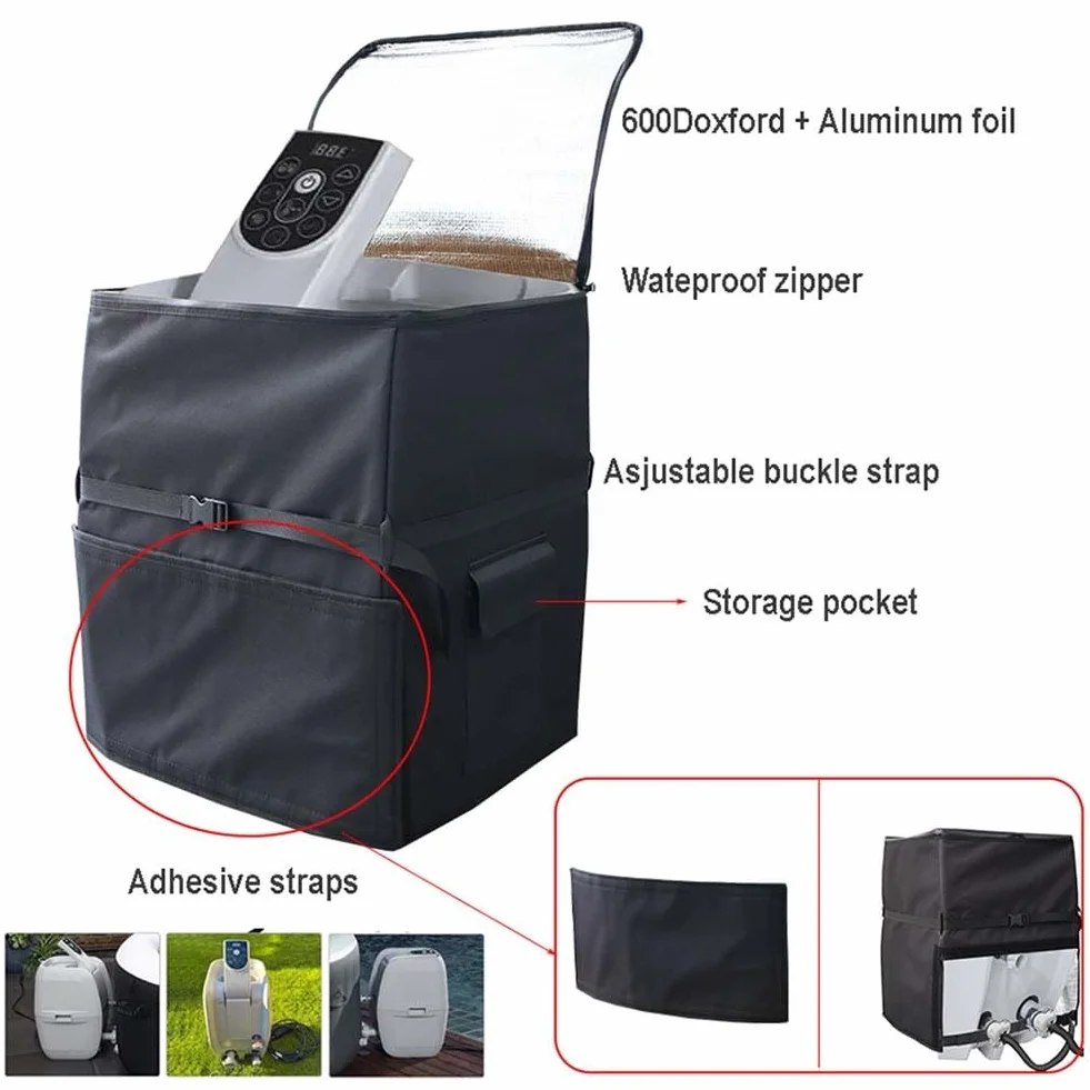 Housse de pompe de chauffage pour spa Oxford durable avec revêtement UV fermeture éclair ouverture latérale protection intempéries