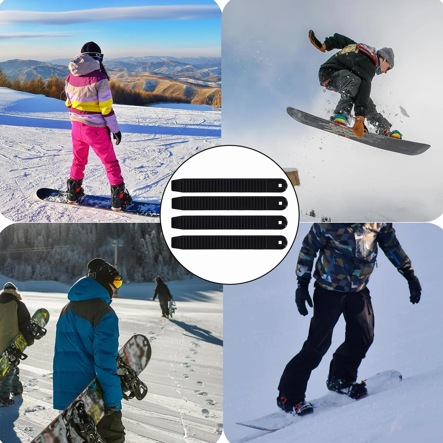 BOXOB Sangle de Fixation Snowboard 17,5x2,1cm Haute Élasticité avec Vis Écrous Rondelles