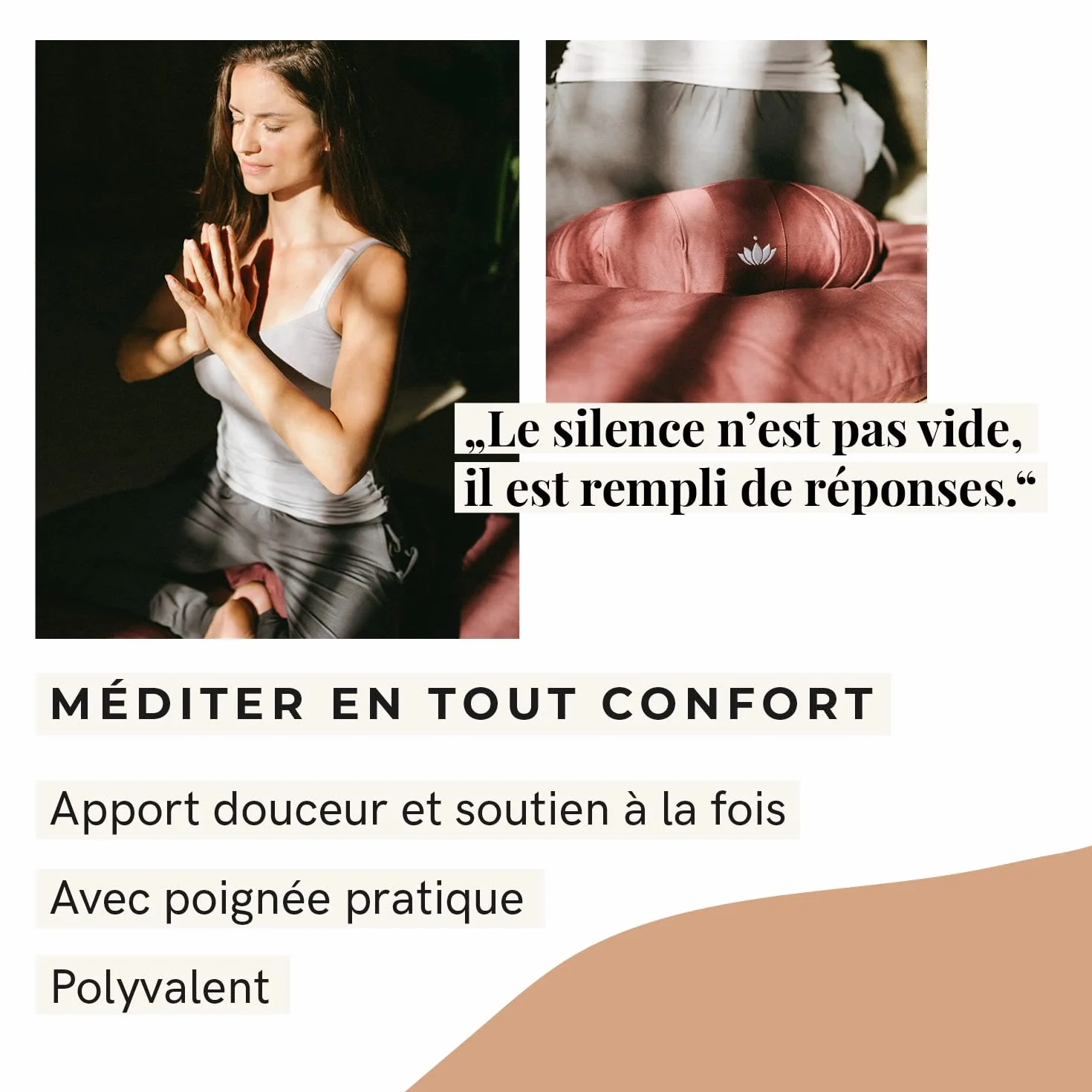 LOTUSCRAFTS Zafu coussin de méditation, hauteur d'assise 15 cm, modèle Zen rond, coussin de yoga, yoga bolster, housse en coton lavable, rembourrage d'épeautre, Certifié GOTS