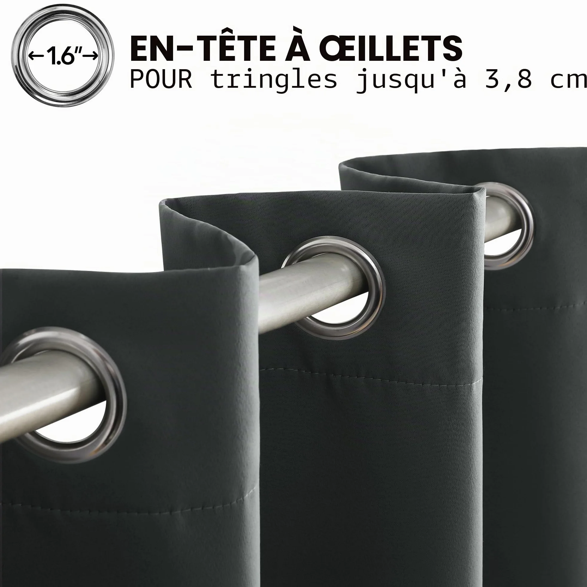 Deconovo Rideaux Occultants Isolant Thermique Anti Froid 132x214 CM Gris Foncé 1 Pièce