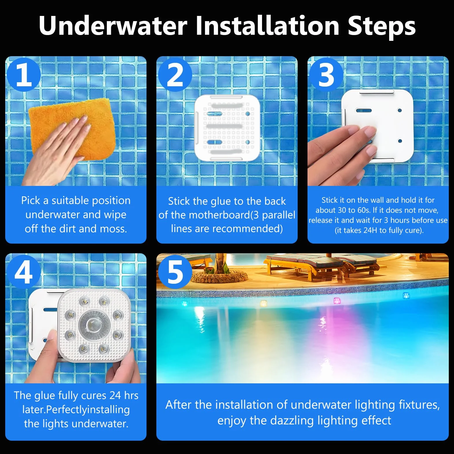 Lampes LED Submersibles Rechargeables IP68, Lot de 2, 16 Couleurs, Télécommande, Fixation Magnétique, HL Lumière