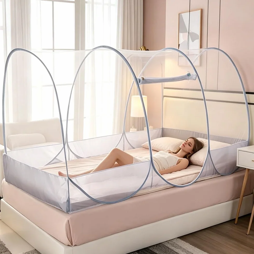 Moustiquaire pour lit, 190 x 90 x 90 cm, avec fermeture éclair, pliable, portable, pour lit, voyage, lits superposés, dortoirs, camping en plein air