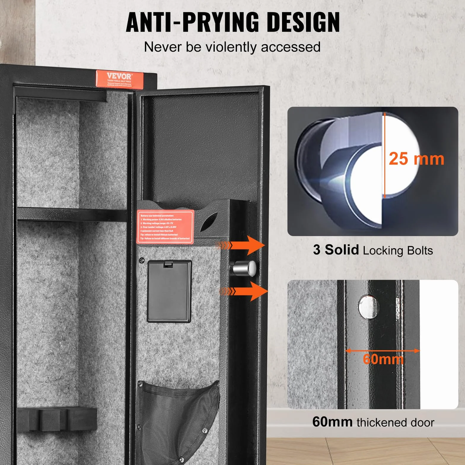VEVOR Armoire à 2 Fusils, Coffre-fort pour Armes à Feu avec Serrure et Clavier Numérique, Rangement pour Armes à Feu à Accès Rapide avec Étagère Amovible, pour Fusils et Pistolets Domestiques