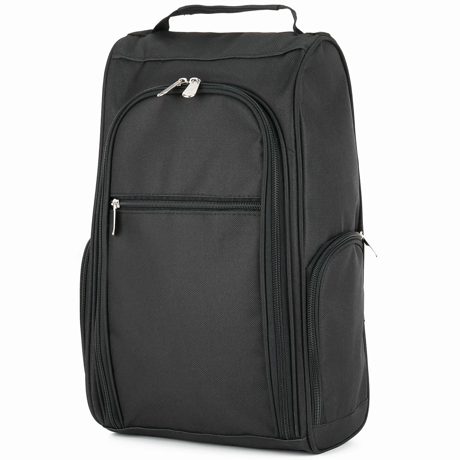 Sac à Chaussures de Football avec 3 Poches Zippées, Housse Rangement Voyage Sport Noir