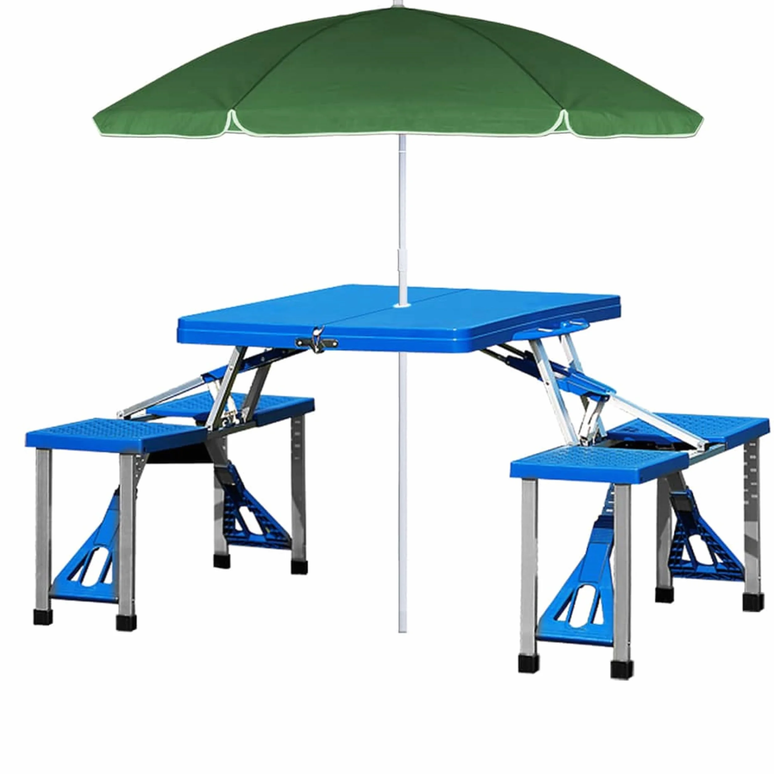 Deuba Alu Table de Camping Pliante avec Chaises Poignée de Transport Parasol Set de Meubles