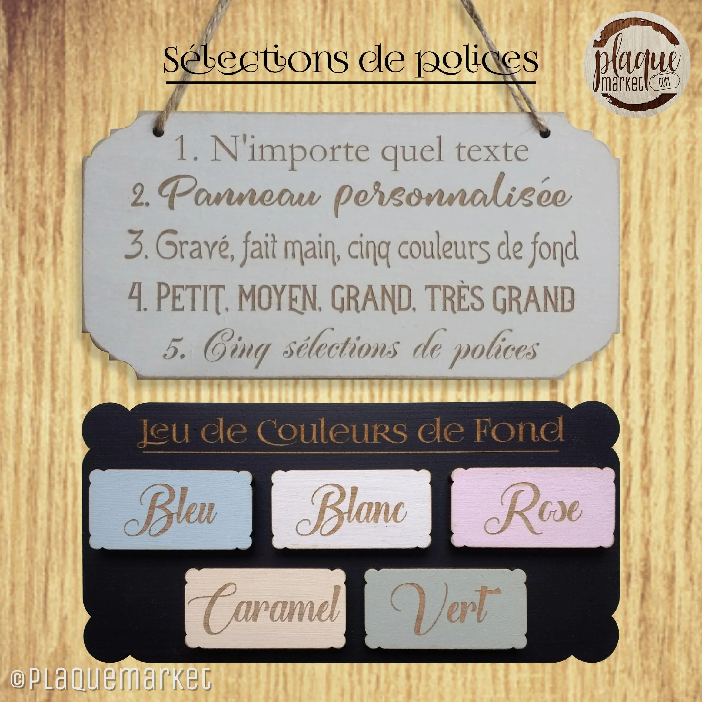 Panneau en Bois Personnalisable avec Texte - Plaque de Porte Cadeau Anniversaire Mariage Suspendue