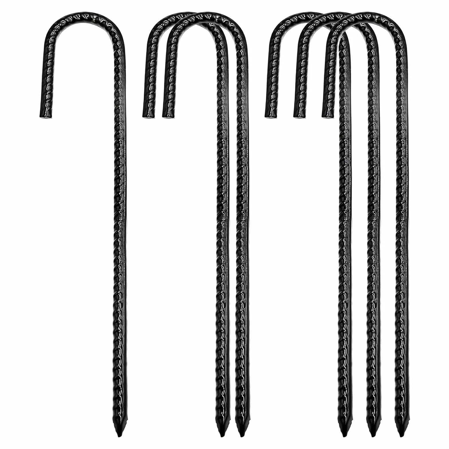 Piquets de Sol, Piquets de Fixation en Acier Ancrage au Sol Crochet en J d'agrafes de Jardin Robuste Piquets de Tente pour Le Trampoline Tente de Camping Clôture et Jardin Lot de 6
