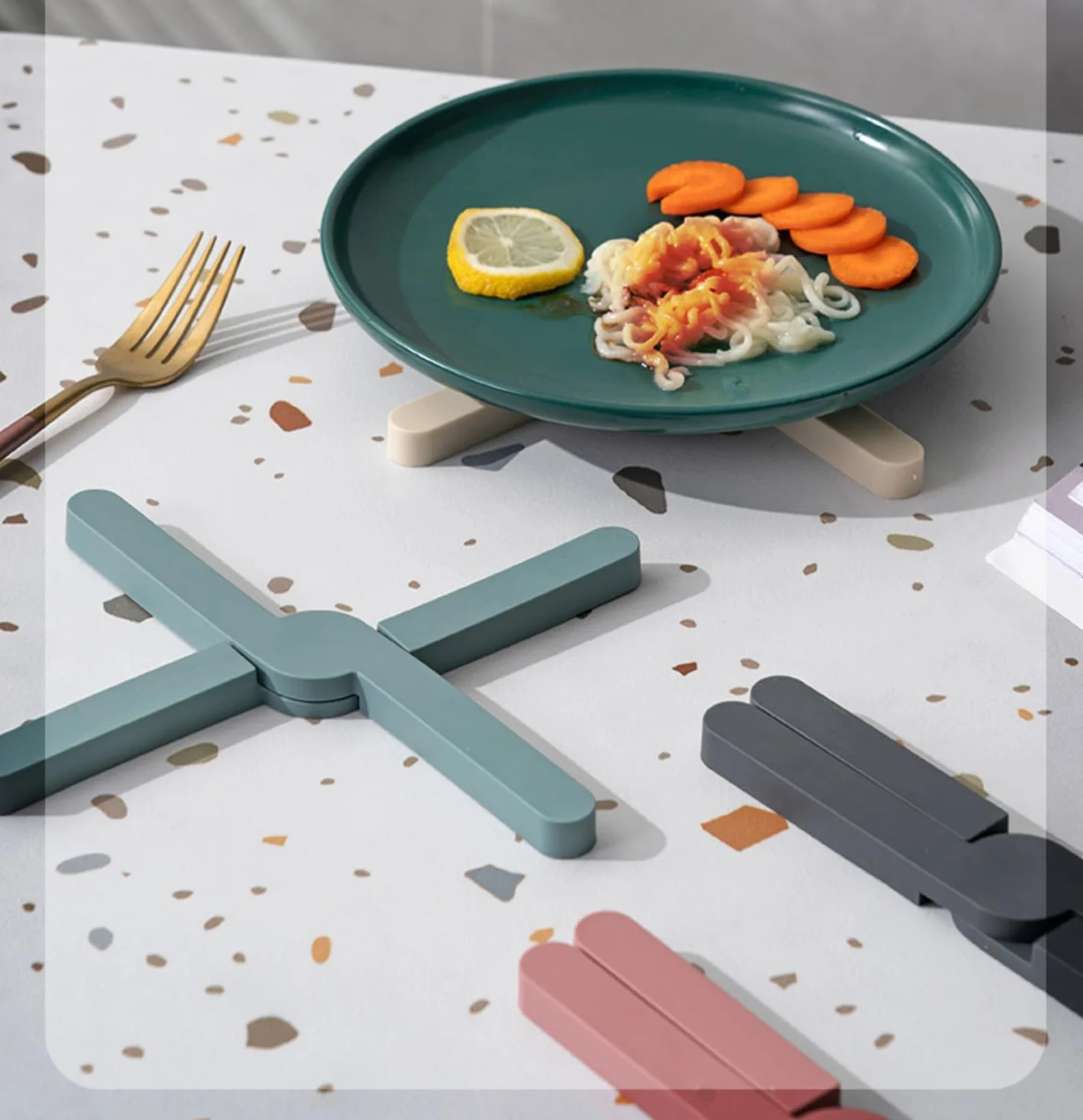 Silicone Dessous de Plat Pliables Résistants à Chaleur Antidérapant pour Casseroles