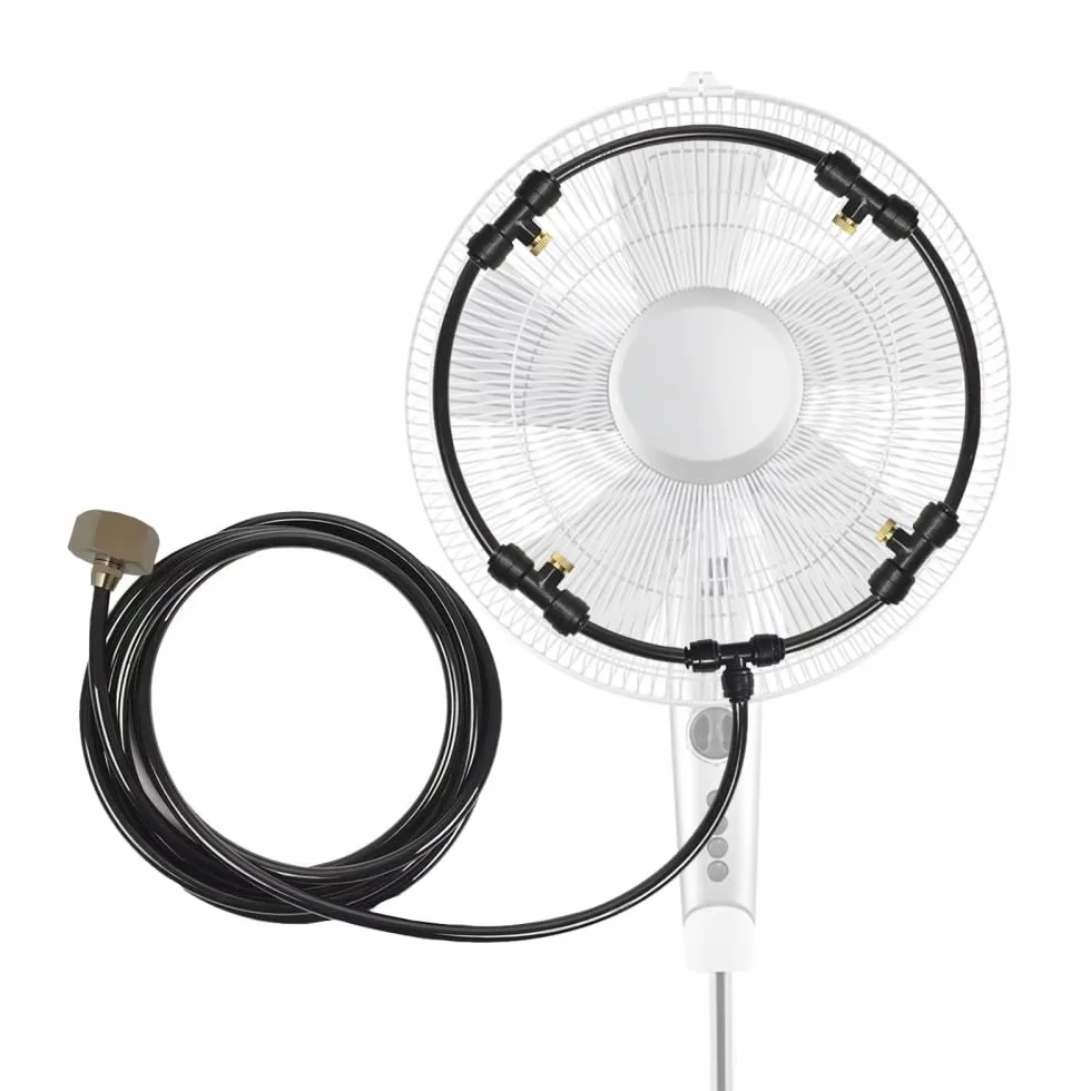 Kit brumisation ventilateur extérieur 3 m 5 buses laiton valve contrôle eau