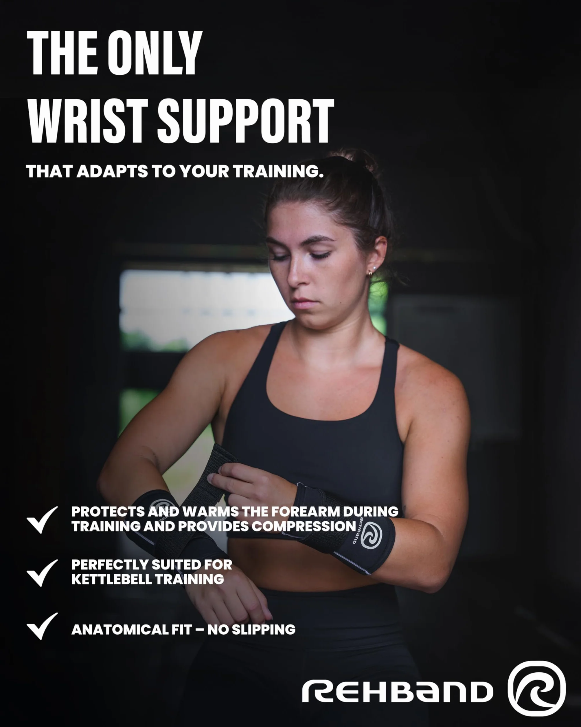 Rehband RX Wrist Support Power Max - Support de Poignet 3 en 1, Wrist Wrap en Néoprène 5 mm