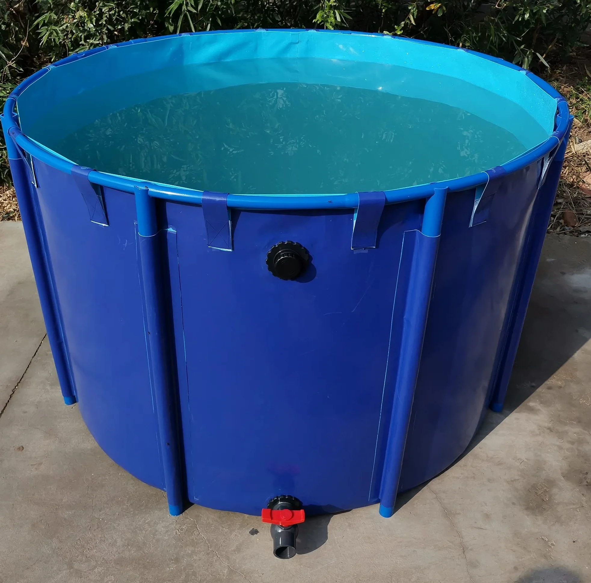 Bassin Pliable pour Poissons avec Cadre Ø200cm x H80cm Grande Bassine Ronde en Toile pour Carpes Koï