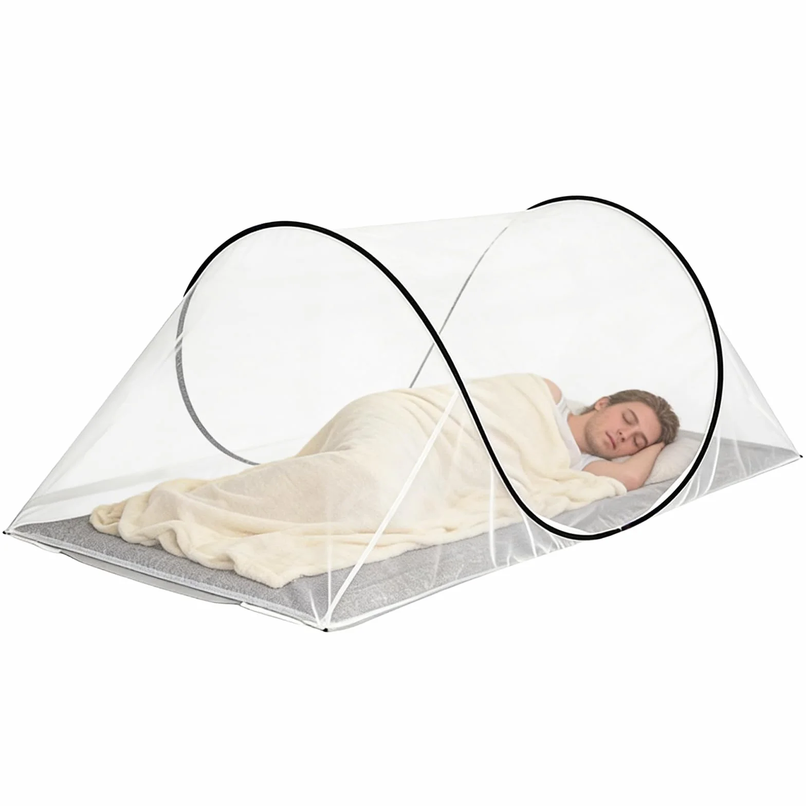 Moustiquaire Pliable: 200 x 100 x 70 cm Moustiquaire Pop Up, Protection 360 ° Moustiquaires De Voyage, Ultra Légère Lit Moustiquaires Familial pour Adulte Enfant Camping Chambre à Coucher (Noir)