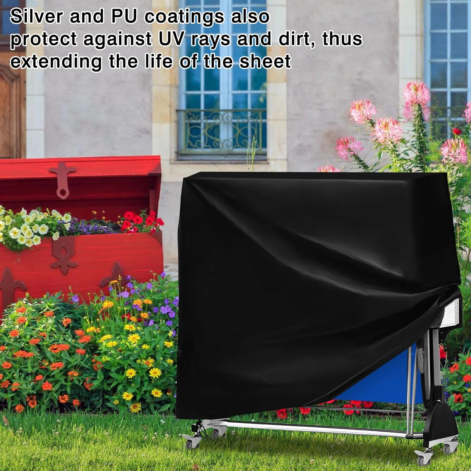 Housse imperméable WIYETY pour table de ping-pong 185x70x165 cm protection UV intérieur extérieur