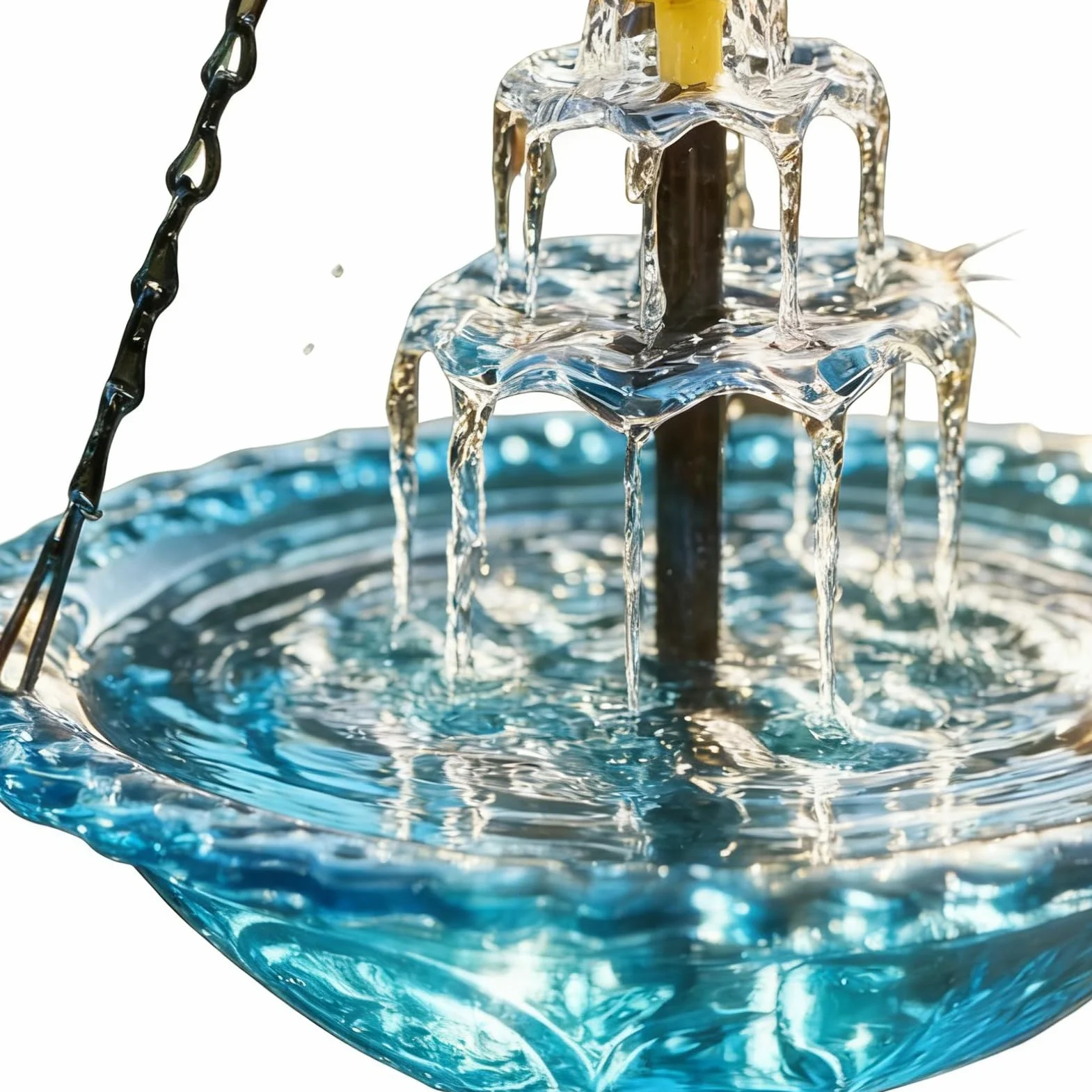 Fontaine Solaire Suspendue pour Oiseaux, Bain d'oiseaux D'extérieur avec Mangeoire Automatique