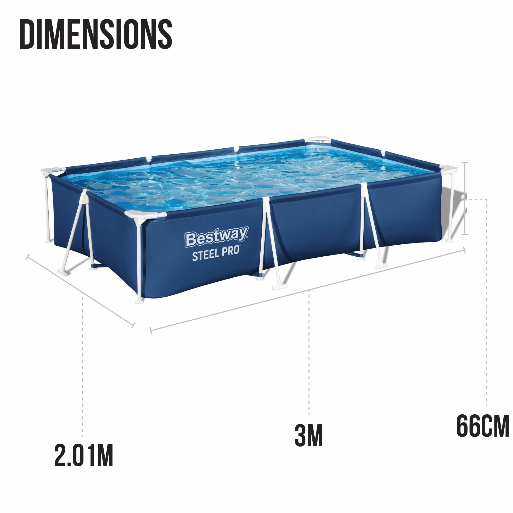 Pool 9'10" x 6'7" x 26" / 3.00m x 2.01m x 66cm