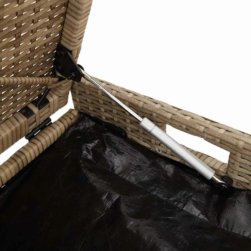 Coffre de Rangement Extérieur Résine Tressée 100 cm Beige Gris Clair
