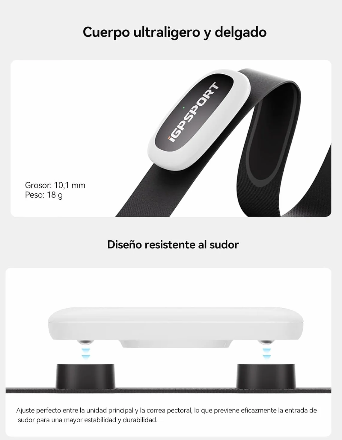 iGPSPORT HR50 Moniteur de fréquence cardiaque Bluetooth & Ant+ avec sangle de poitrine pour course à pied, cyclisme, gym et compatible avec Garmin Polar Wahoo Noir