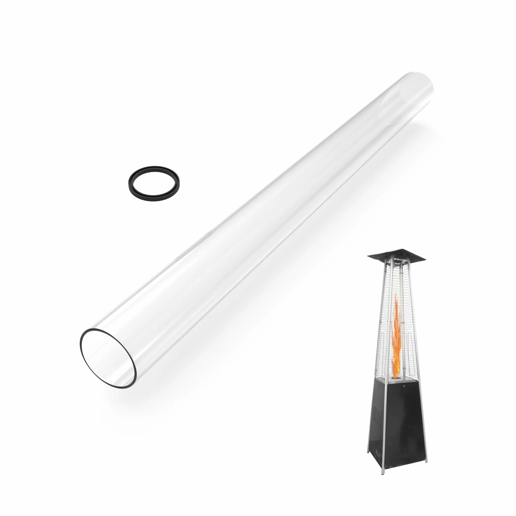 Onlyfire Tube en Verre de Remplacement 125 x 10 cm pour Parasol Chauffant et Poêle à Granulés, Diamètre 100 mm