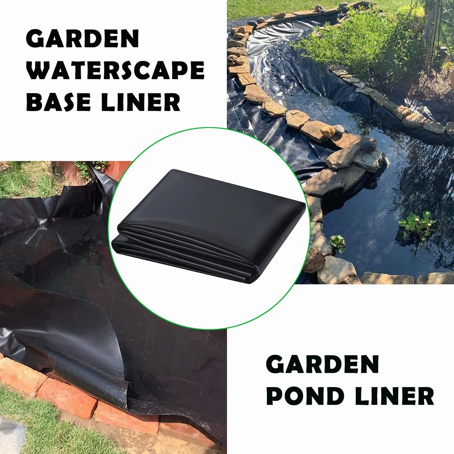 PALUDO Bâche pour Étang PVC Noire 2M X 2M Liner Flexible Durable pour Bassin Poisson Jardin