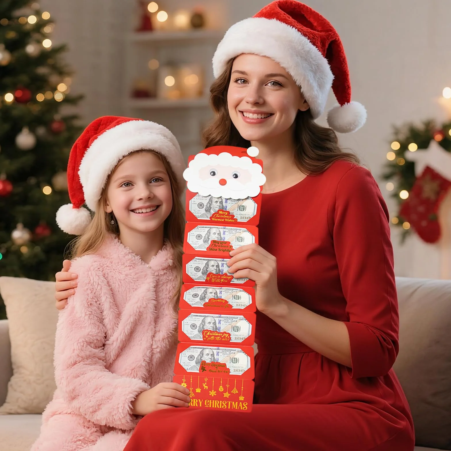 Porte-monnaie carte cadeau Noël 6 emplacements cartes cadeaux Père Noël