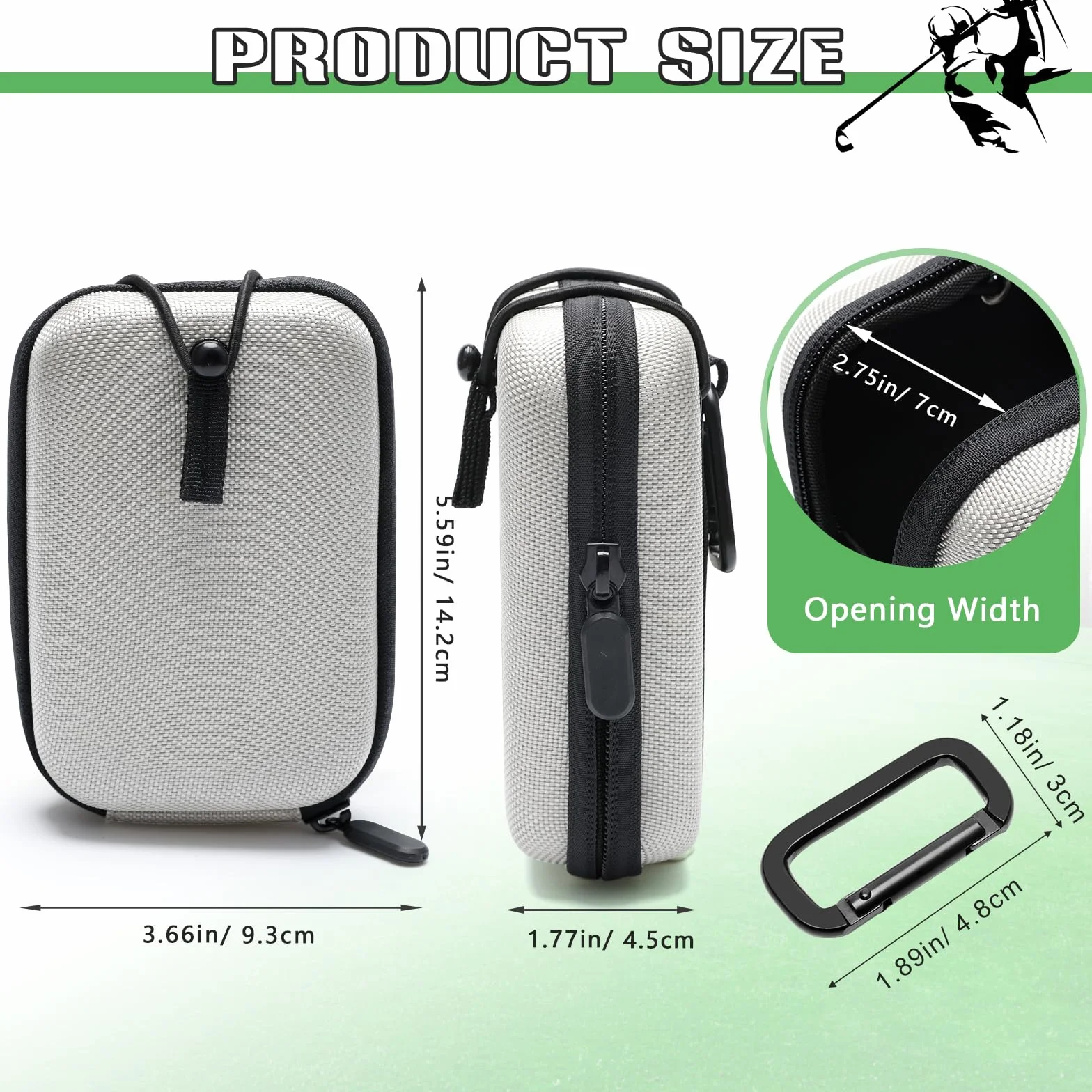 Windspeed Coque rigide pour télémètre de golf avec boucle, pochette universelle pour télémètre de golf, Gris + noir., 14x9.5x4.5cm, Portable