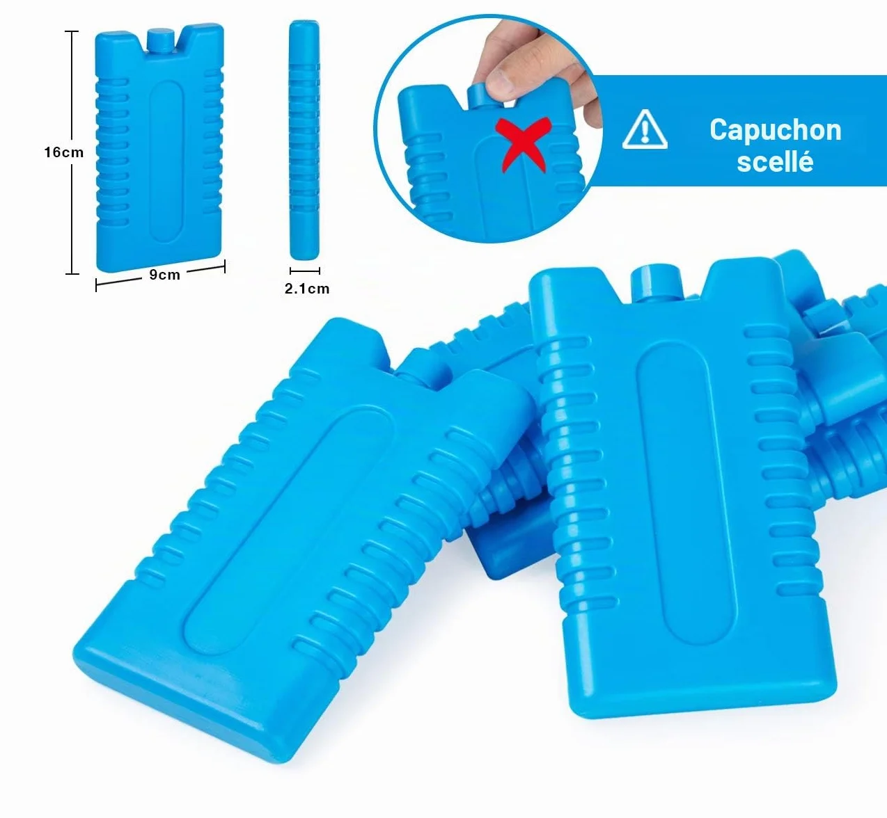 Bloc Réfrigérants Pain de Glace 4/6/8 Éléments Refroidissement Réutilisables pour Glacière Sac Isotherme