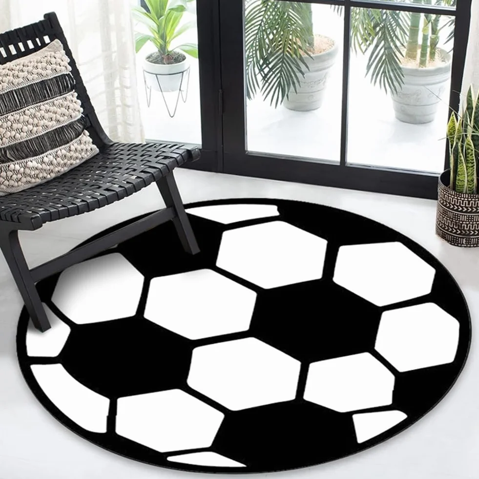 Tapis de Football Rond Antidérapant 60x60cm pour Chambre Enfants Salon