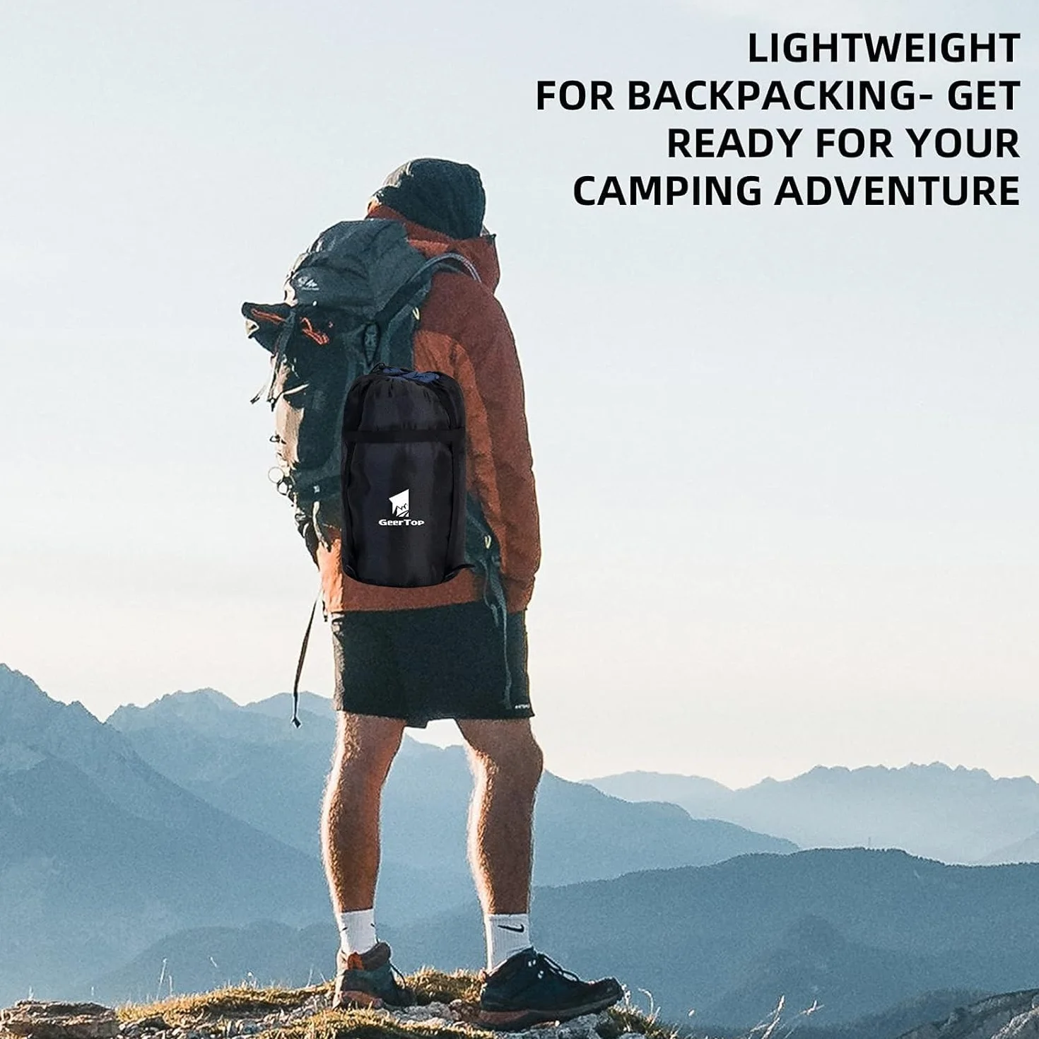 GEERTOP Sac de Couchage Adulte XXL 220 x 110cm, Sac de Couchage Hiver avec Sac de Compression Randonnee, Portable Léger pour Camping Trekking Les Activités de Plein Air