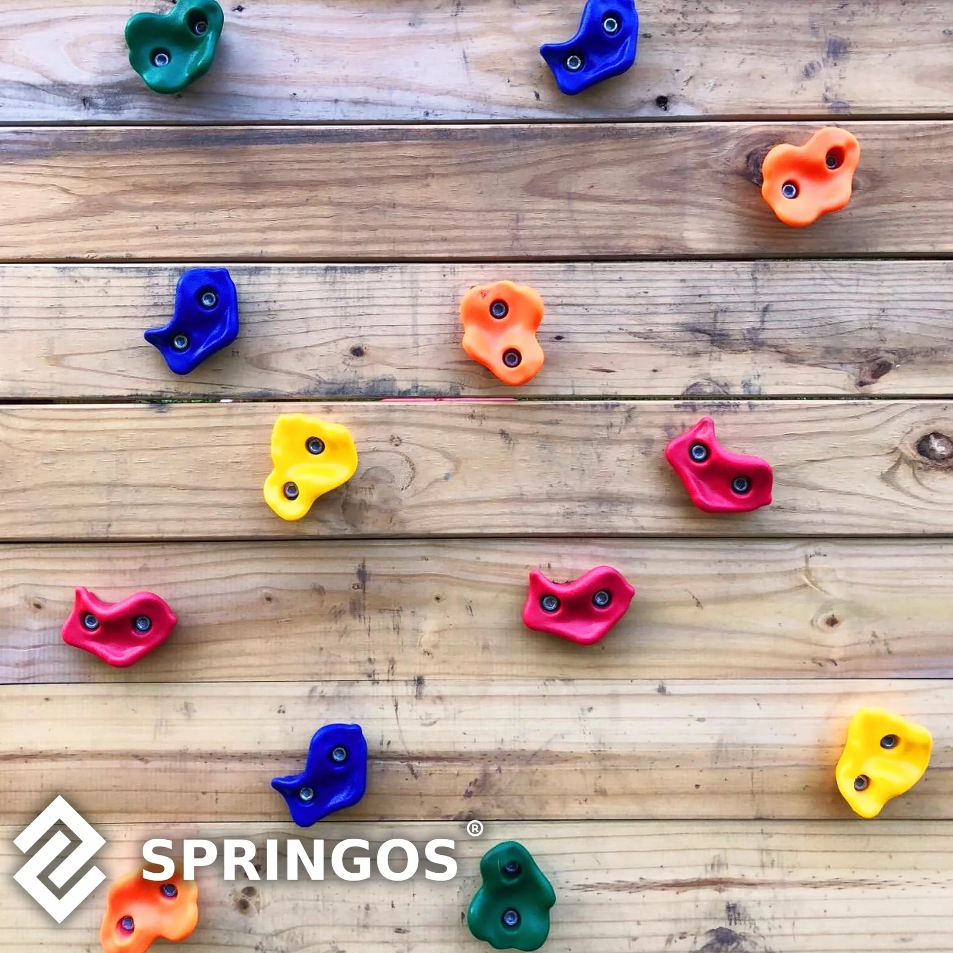 SPRINGOS Lot 10 Prises d'escalade Enfant avec Fixation – Plastique Multicolore, Surface Rugueuse, Vis Incluses – Mur Escalade Maison Chambre Jardin Dès 3 Ans