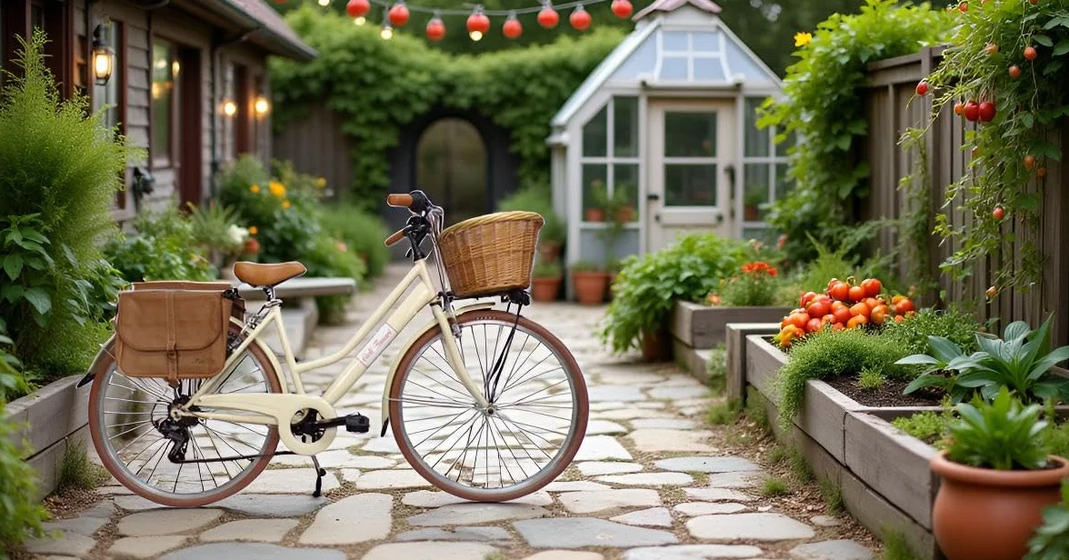 Vélo de ville 28" femme vintage beige panier osier rétro